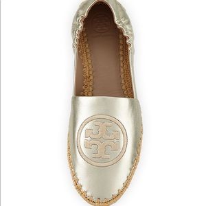 Tory Burch Metallic Gold Espadrille Loafer